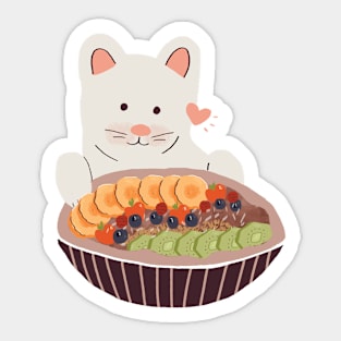 Cat with Acai Bowl Sticker